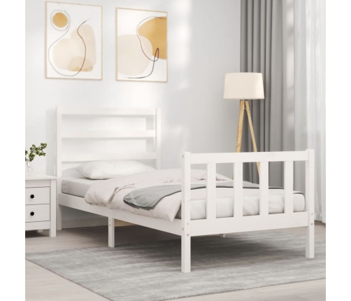 Estructura de cama sin colchón madera maciza blanca 90x190 cm