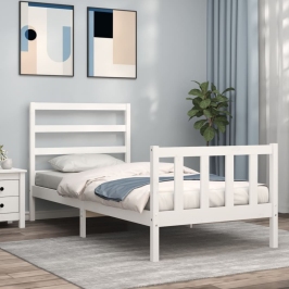 Estructura de cama sin colchón madera maciza blanca 90x190 cm