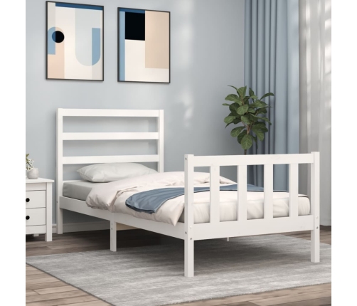 Estructura de cama sin colchón madera maciza blanca 90x190 cm