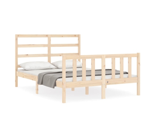 Estructura de cama de matrimonio con cabecero madera maciza