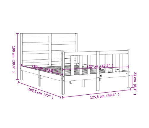 Estructura de cama de matrimonio con cabecero madera maciza