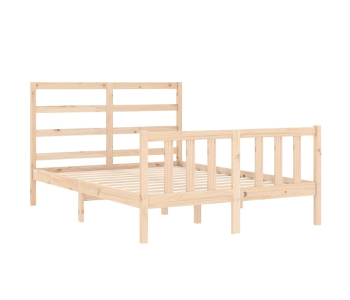 Estructura de cama de matrimonio con cabecero madera maciza