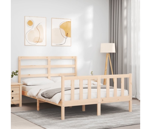 vidaXL Estructura de cama con cabecero madera maciza 140x190 cm