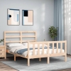 vidaXL Estructura de cama con cabecero madera maciza 140x190 cm