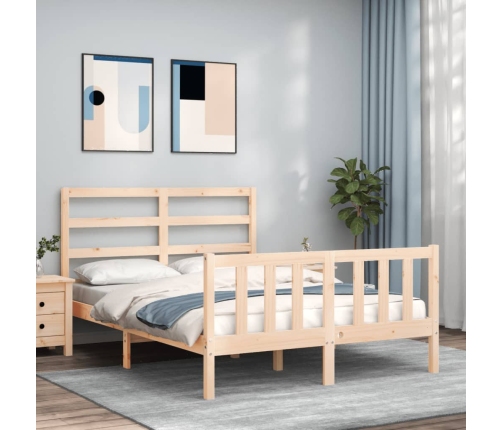 Estructura de cama sin colchón madera maciza de pino 140x190 cm