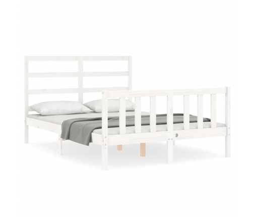 Estructura de cama sin colchón madera de pino blanca 140x190 cm