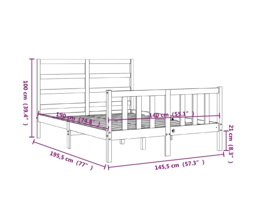 Estructura de cama sin colchón madera de pino blanca 140x190 cm