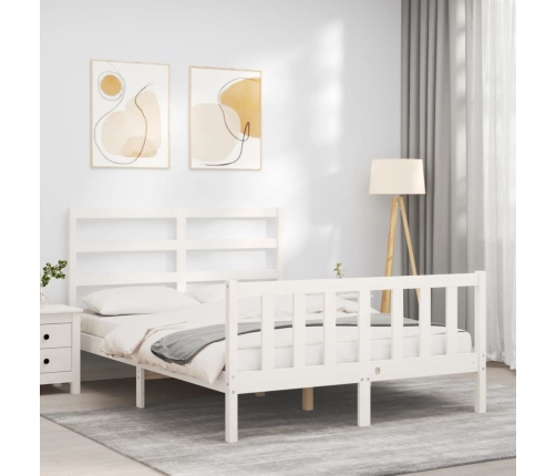 Estructura de cama sin colchón madera de pino blanca 140x190 cm