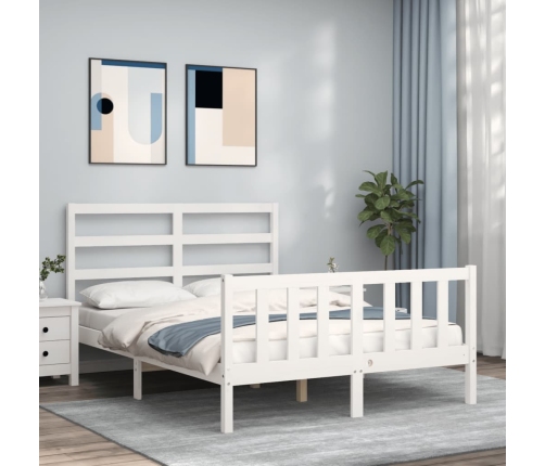 Estructura de cama sin colchón madera de pino blanca 140x190 cm
