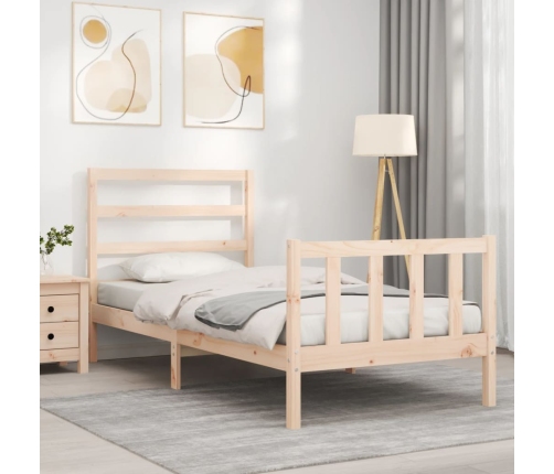 Estructura de cama sin colchón madera maciza de pino 90x200 cm