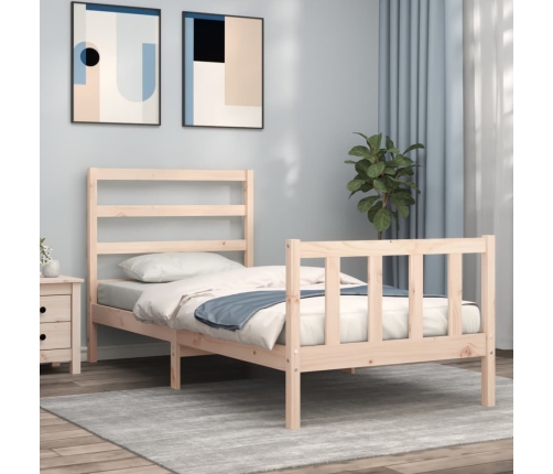 Estructura de cama sin colchón madera maciza de pino 90x200 cm