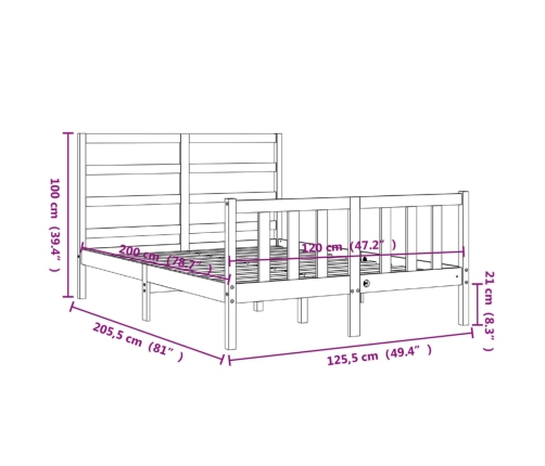 Estructura de cama sin colchón madera de pino maciza 120x200 cm