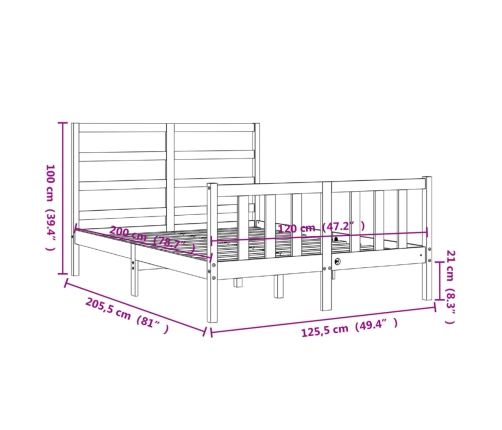 Estructura de cama sin colchón madera de pino blanca 120x200 cm