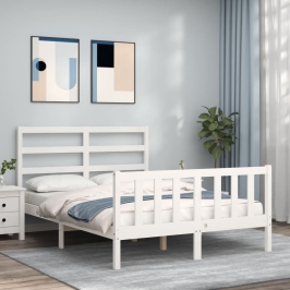 Estructura de cama sin colchón madera de pino blanca 120x200 cm