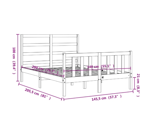 Estructura de cama sin colchón madera de pino blanca 140x200 cm