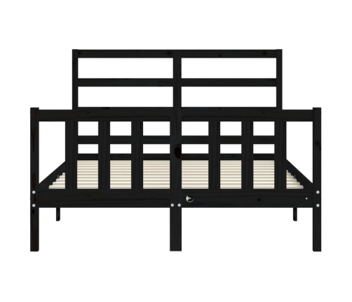 Estructura de cama con cabecero madera maciza negro 140x200 cm