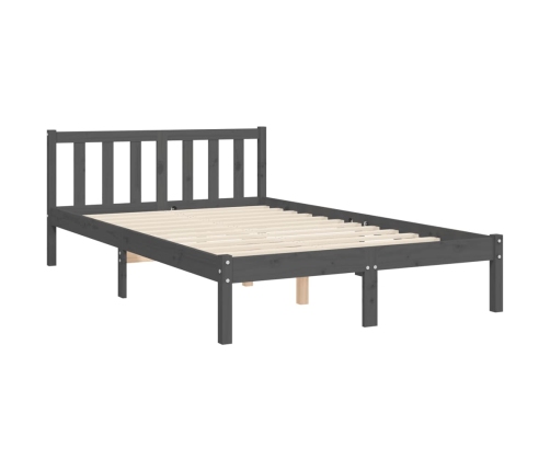 Estructura de cama matrimonio con cabecero madera maciza gris