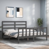 Estructura de cama matrimonio con cabecero madera maciza gris