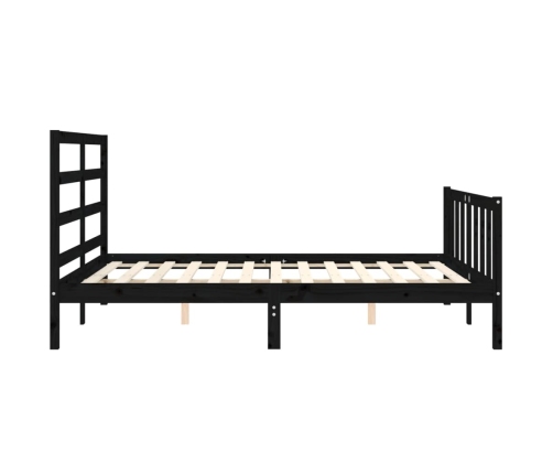 Estructura cama de matrimonio con cabecero madera maciza negro