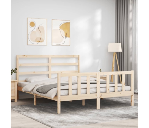 Estructura de cama sin colchón madera maciza de pino 160x200 cm