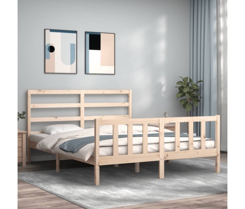 Estructura de cama sin colchón madera maciza de pino 160x200 cm