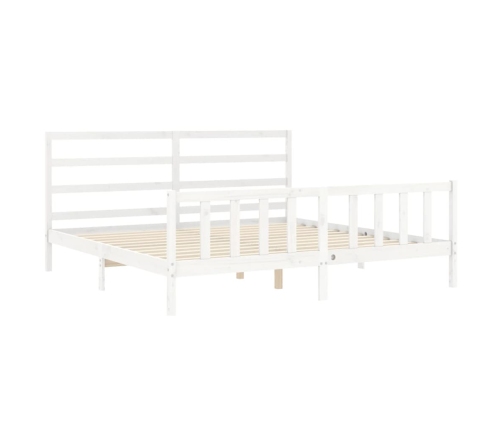 Estructura de cama con cabecero madera maciza blanco 180x200 cm