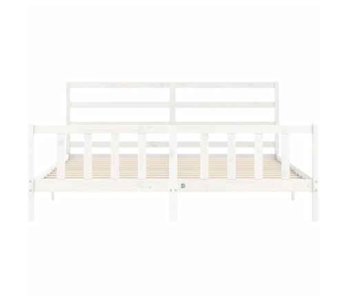 Estructura de cama con cabecero madera maciza blanco 180x200 cm