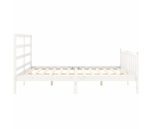 Estructura de cama con cabecero madera maciza blanco 180x200 cm