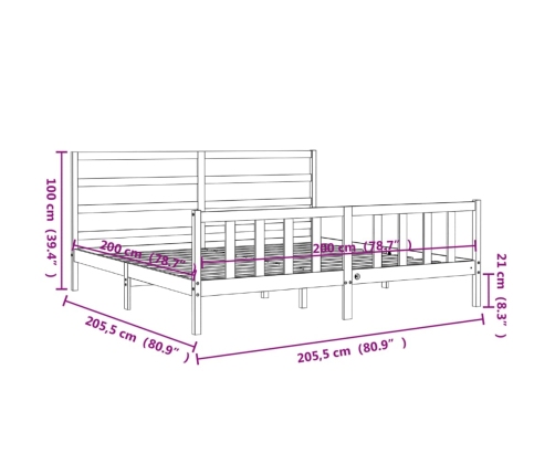 Estructura de cama sin colchón madera maciza blanca 200x200 cm