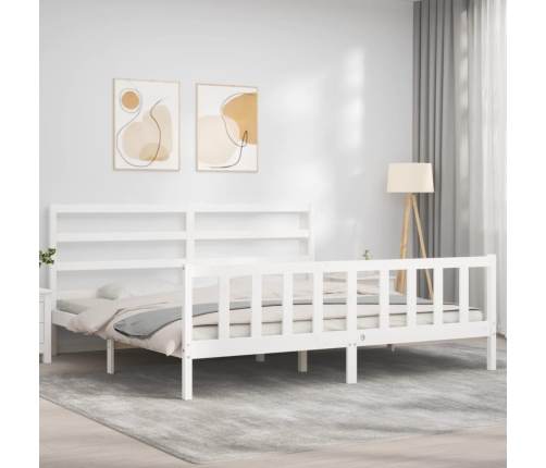 Estructura de cama sin colchón madera maciza blanca 200x200 cm