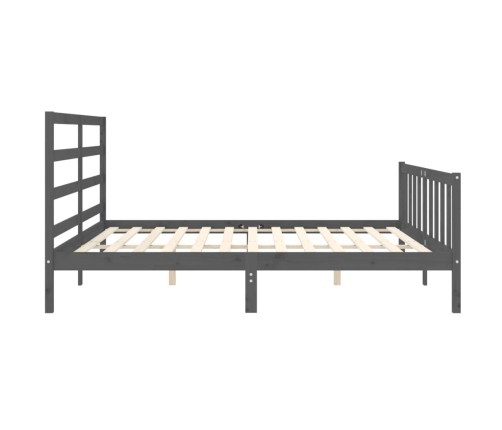 Estructura de cama con cabecero madera maciza gris 200x200 cm