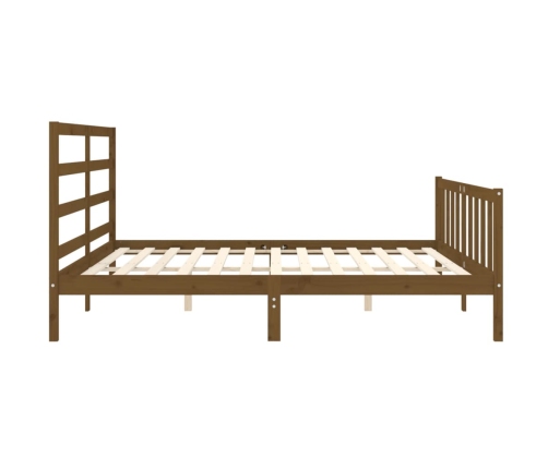 Estructura cama y cabecero madera maciza marrón miel 200x200 cm