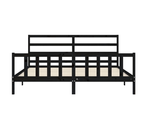 Estructura de cama con cabecero madera maciza negro 200x200 cm