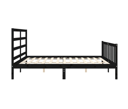 Estructura de cama con cabecero madera maciza negro 200x200 cm