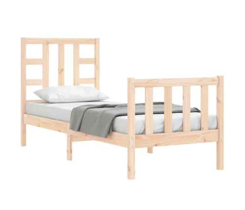 Estructura de cama individual con cabecero madera maciza