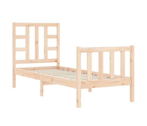 Estructura de cama individual con cabecero madera maciza