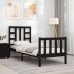 Estructura de cama individual con cabecero madera maciza negro