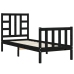 Estructura de cama individual con cabecero madera maciza negro