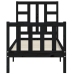 Estructura de cama individual con cabecero madera maciza negro