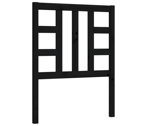 Estructura de cama individual con cabecero madera maciza negro