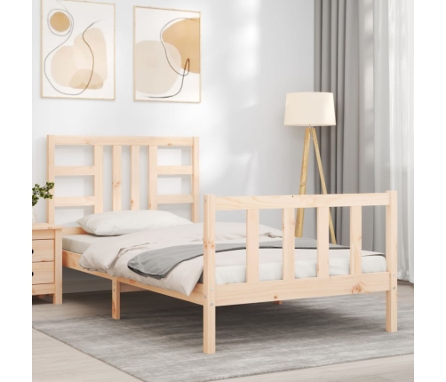 Estructura de cama sin colchón madera maciza de pino 90x190 cm