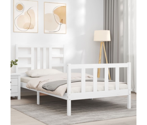 Estructura de cama sin colchón madera maciza blanca 90x190 cm