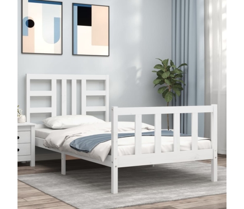 Estructura de cama sin colchón madera maciza blanca 90x190 cm