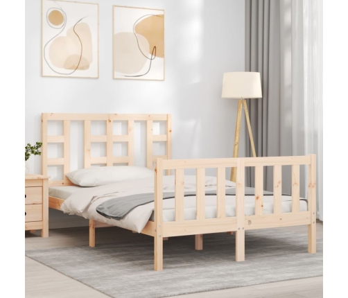 Estructura de cama de matrimonio con cabecero madera maciza