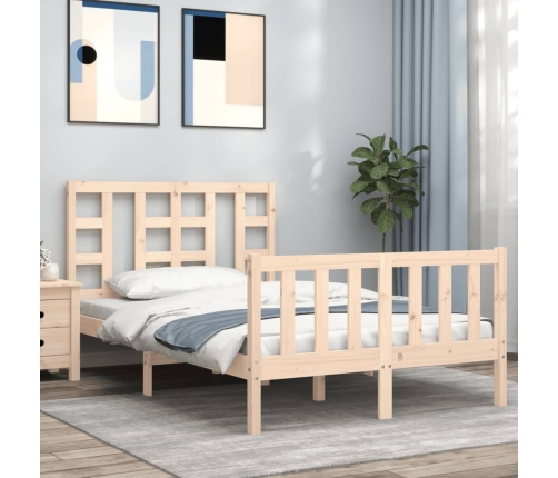 Estructura de cama de matrimonio con cabecero madera maciza