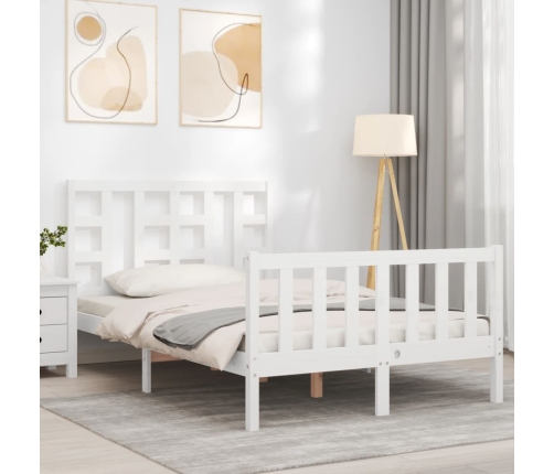Estructura cama de matrimonio con cabecero madera maciza blanco