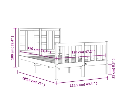 Estructura cama de matrimonio con cabecero madera maciza blanco
