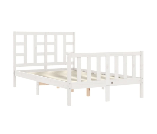 Estructura cama de matrimonio con cabecero madera maciza blanco