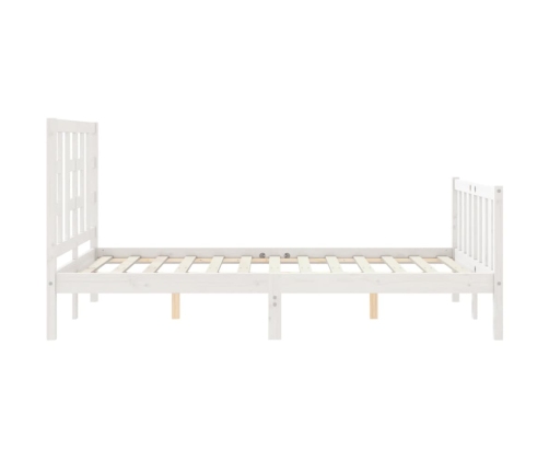 Estructura cama de matrimonio con cabecero madera maciza blanco