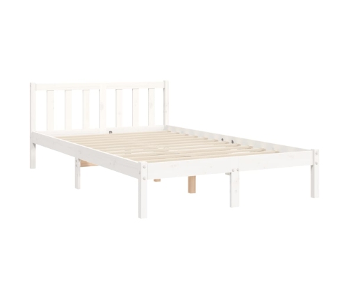 Estructura cama de matrimonio con cabecero madera maciza blanco